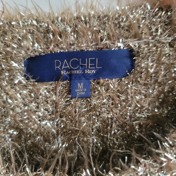 RACHEL Rachel Roy, Dehlia‎ Metallic Crewneck Pullover Sweater, Gold, Size Medium - Picture 5 of 8
